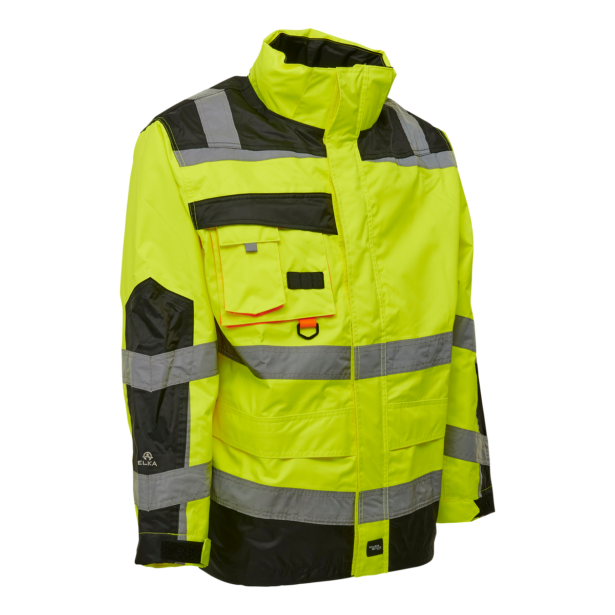 ELKA Rainwear Visible Xtreme Oxford rain jacket with reflective tape in Fl. Yellow/Black