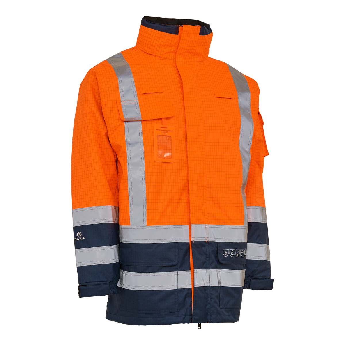 ELKA Rainwear Securetech Multinorm Jacket in Fl. Orange/Navy, front view