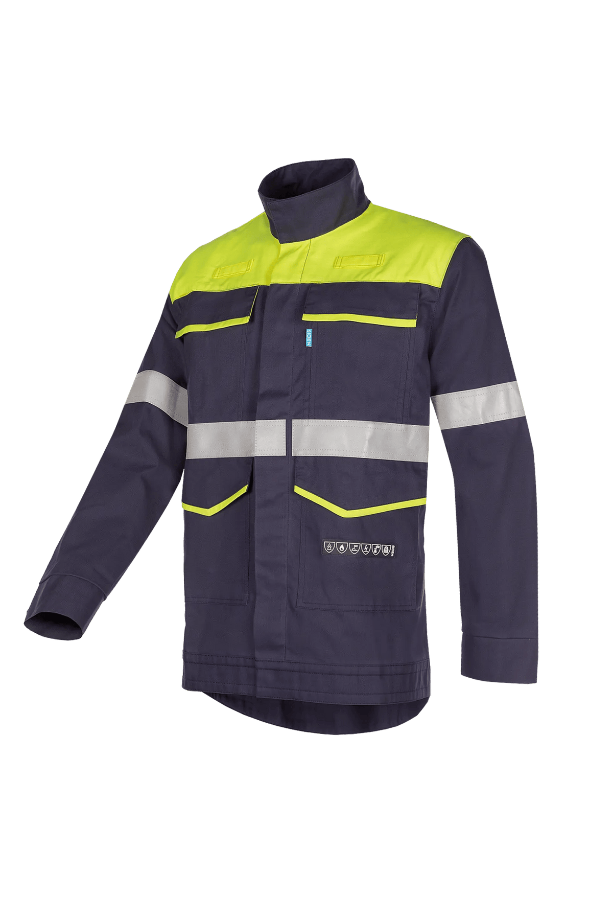 Sioen PRO Jasper in Navy blue/High-vis yellow, side view
