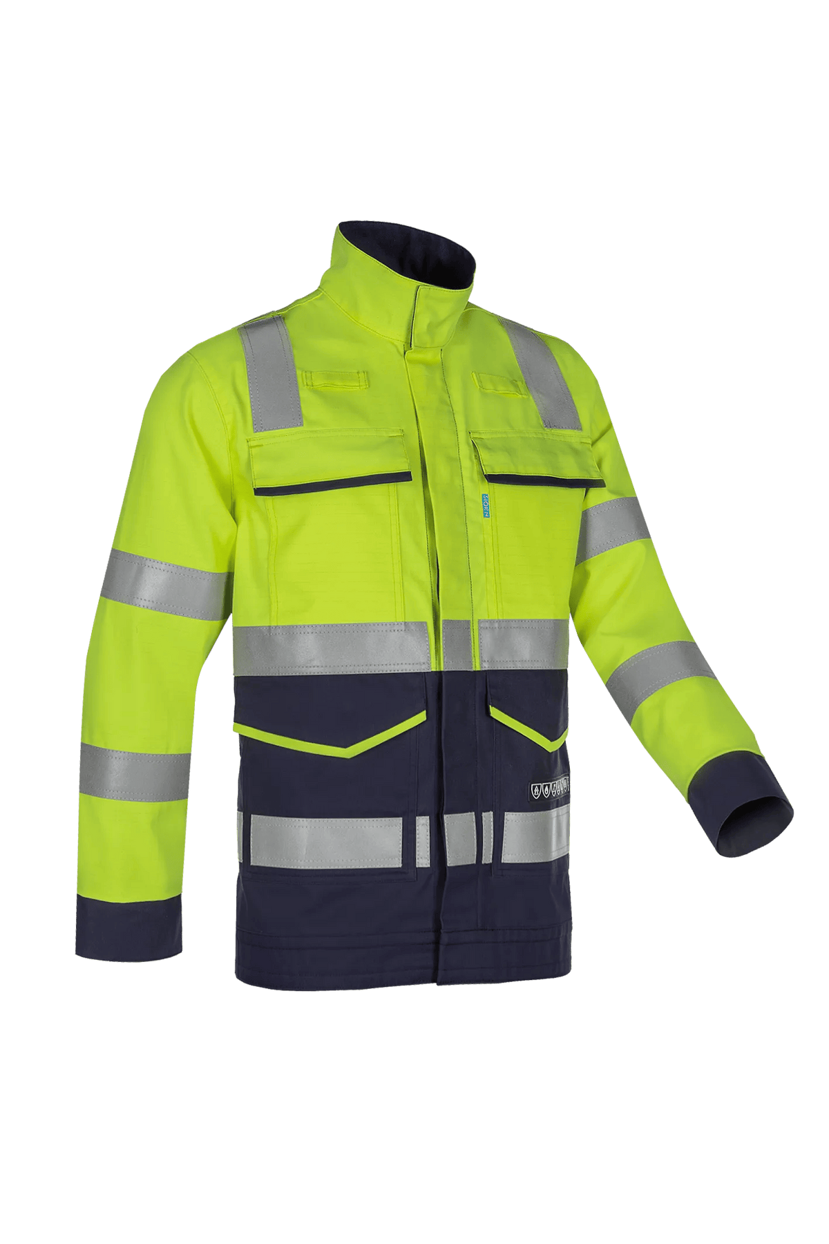 Sioen PRO Komodo in High-vis yellow/Navy blue, side view