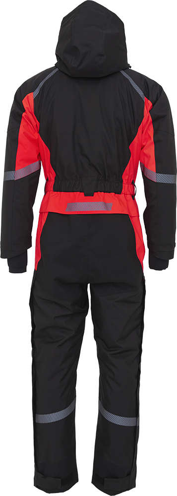 ELKA Rainwear Working Xtreme Winter Thermal Coverall woman with recycled padding in Black/Fl. Red