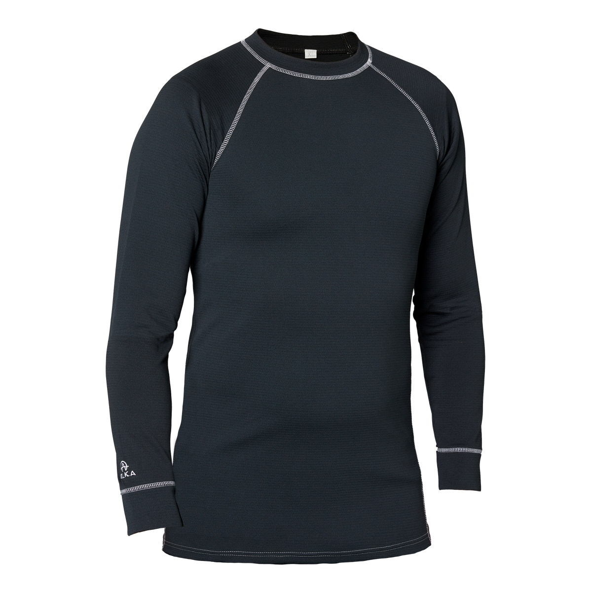 ELKA Rainwear Thermal Base Layer - Crew Shirt in Black, front view
