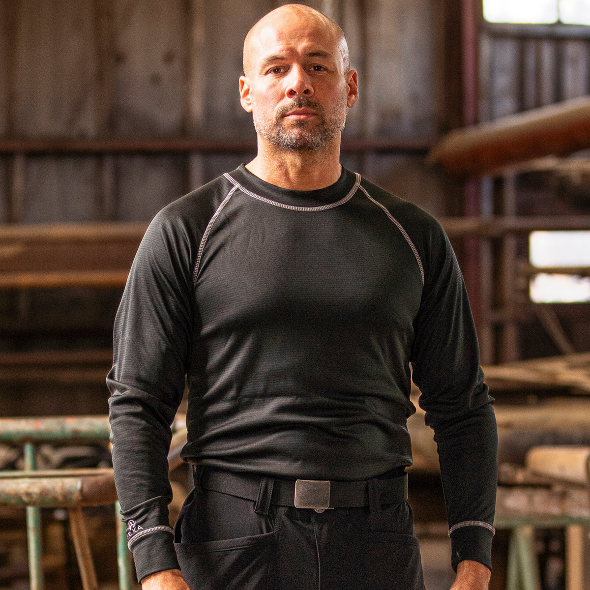 ELKA Rainwear Thermal Base Layer - Crew Shirt in Black