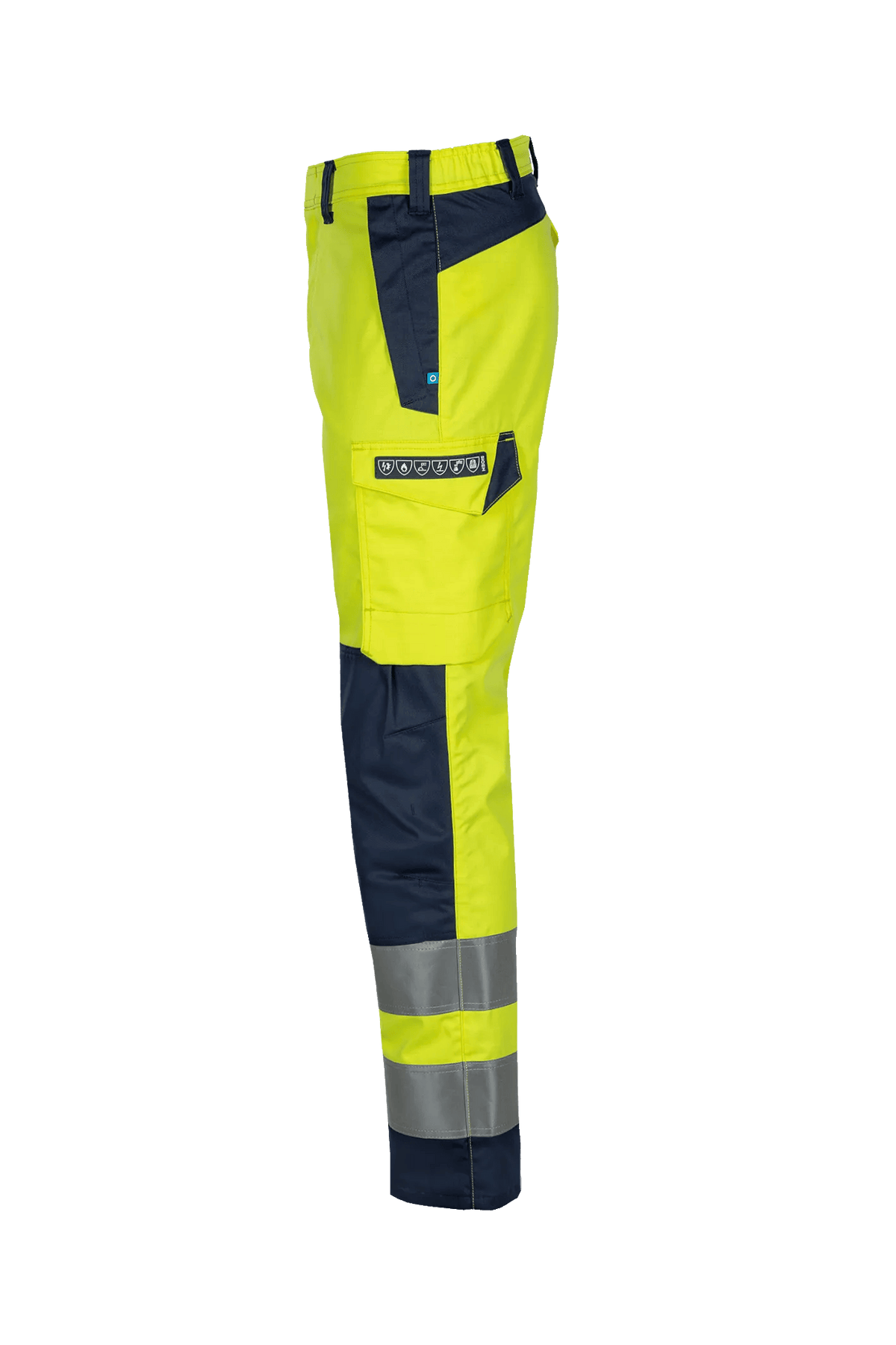Sioen PRO Anser in High-vis yellow/Navy blue, side view