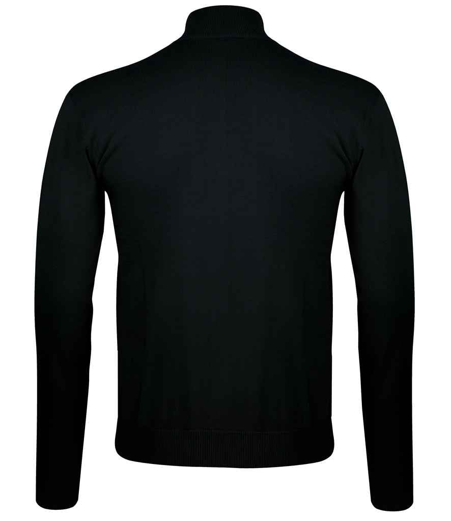 SOL'S Gordon Full Zip Cotton Acrylic Cardigan in Black, back view