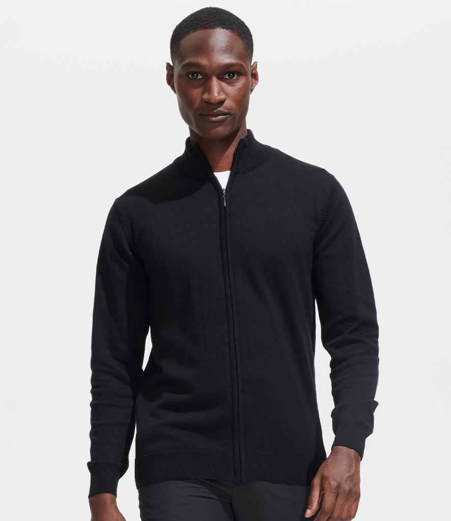 SOL'S Gordon Full Zip Cotton Acrylic Cardigan in Black