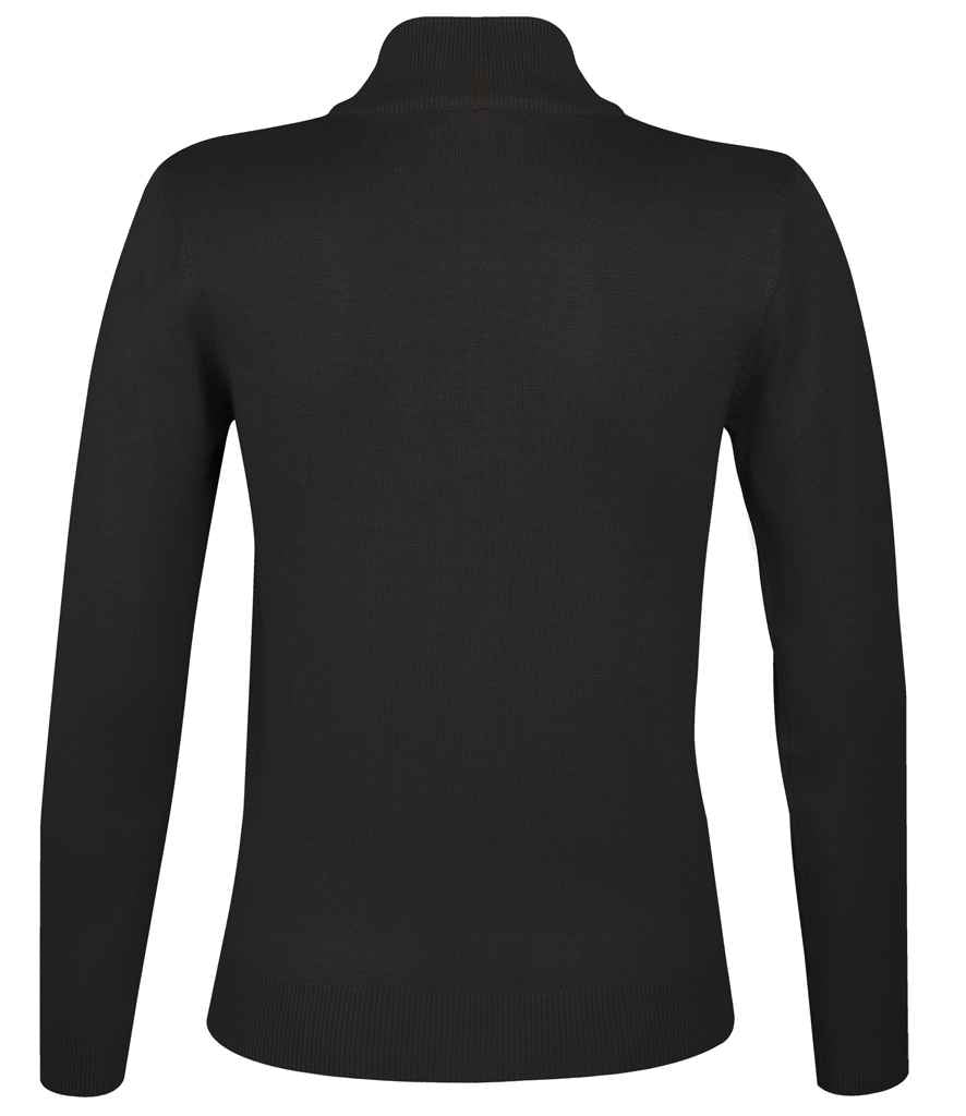 SOL'S Ladies Gordon Full Zip Cotton Acrylic Cardigan in Black, back view