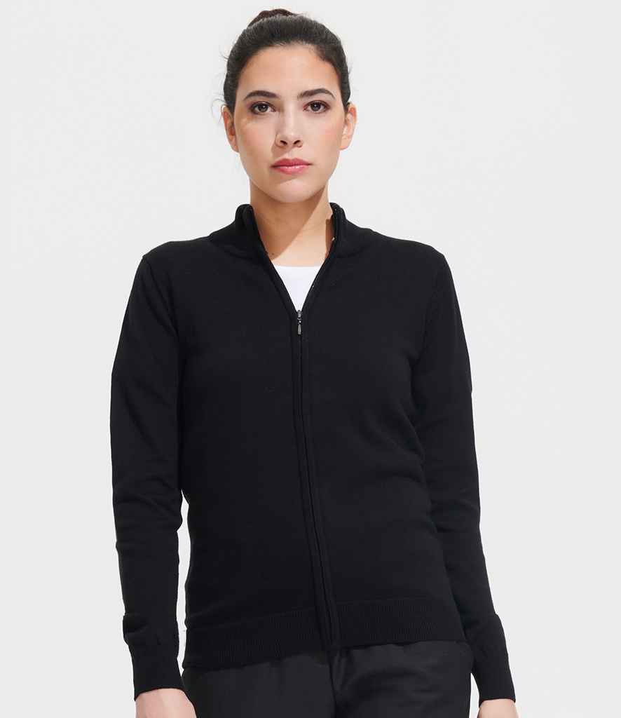 SOL'S Ladies Gordon Full Zip Cotton Acrylic Cardigan in Black