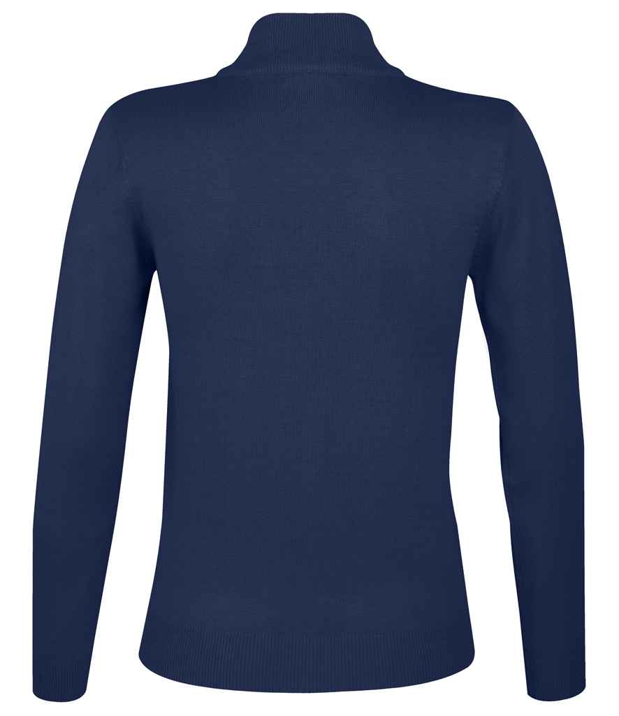 SOL'S Ladies Gordon Full Zip Cotton Acrylic Cardigan in Navy, back view