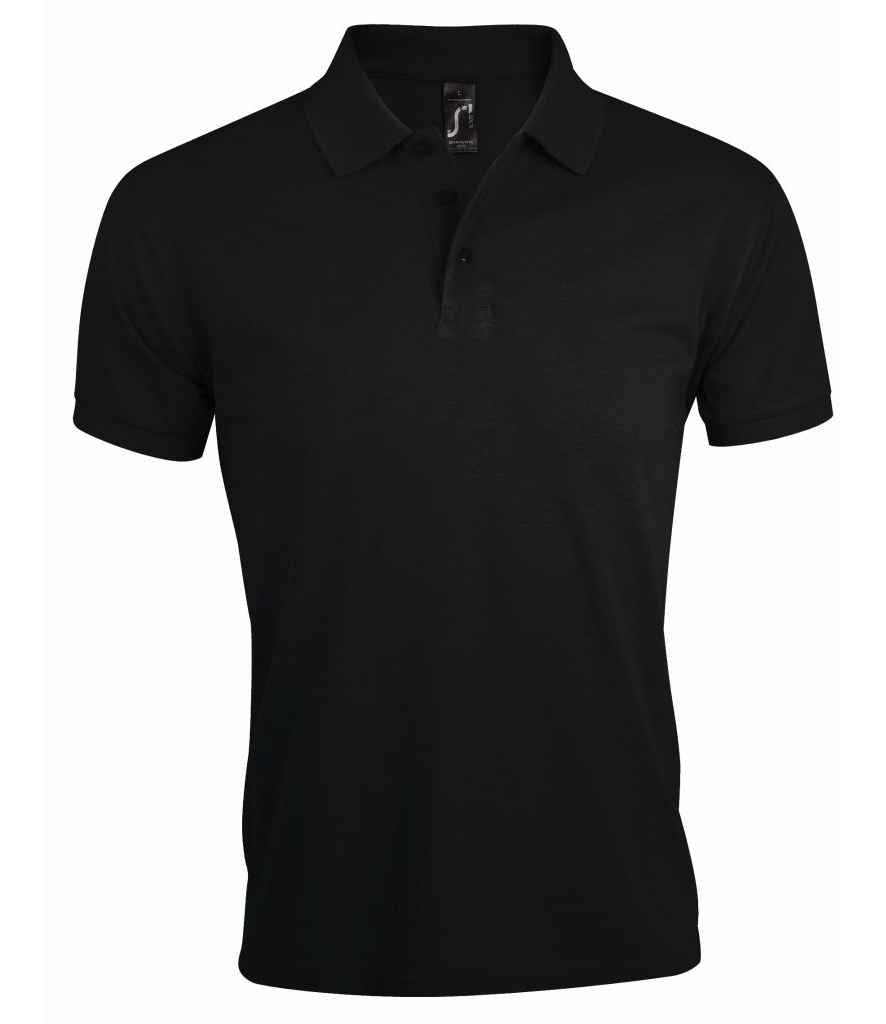 SOL'S Prime Poly/Cotton Piqué Polo Shirt in Black, front view
