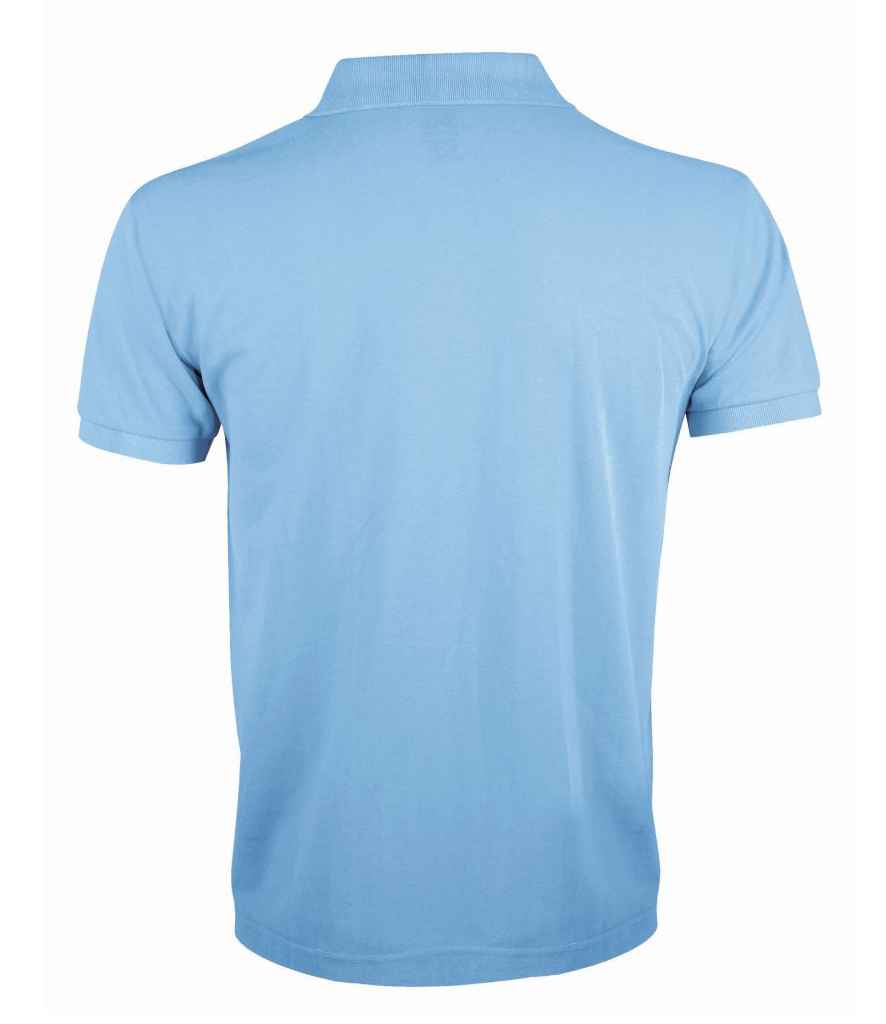 SOL'S Prime Poly/Cotton Piqué Polo Shirt in Sky Blue, back view