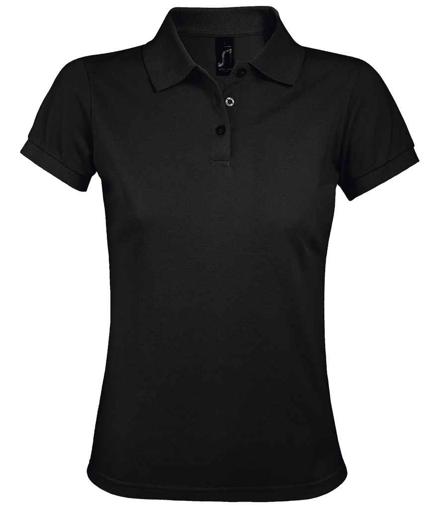 SOL'S Ladies Prime Poly/Cotton Piqué Polo Shirt in Black, front view