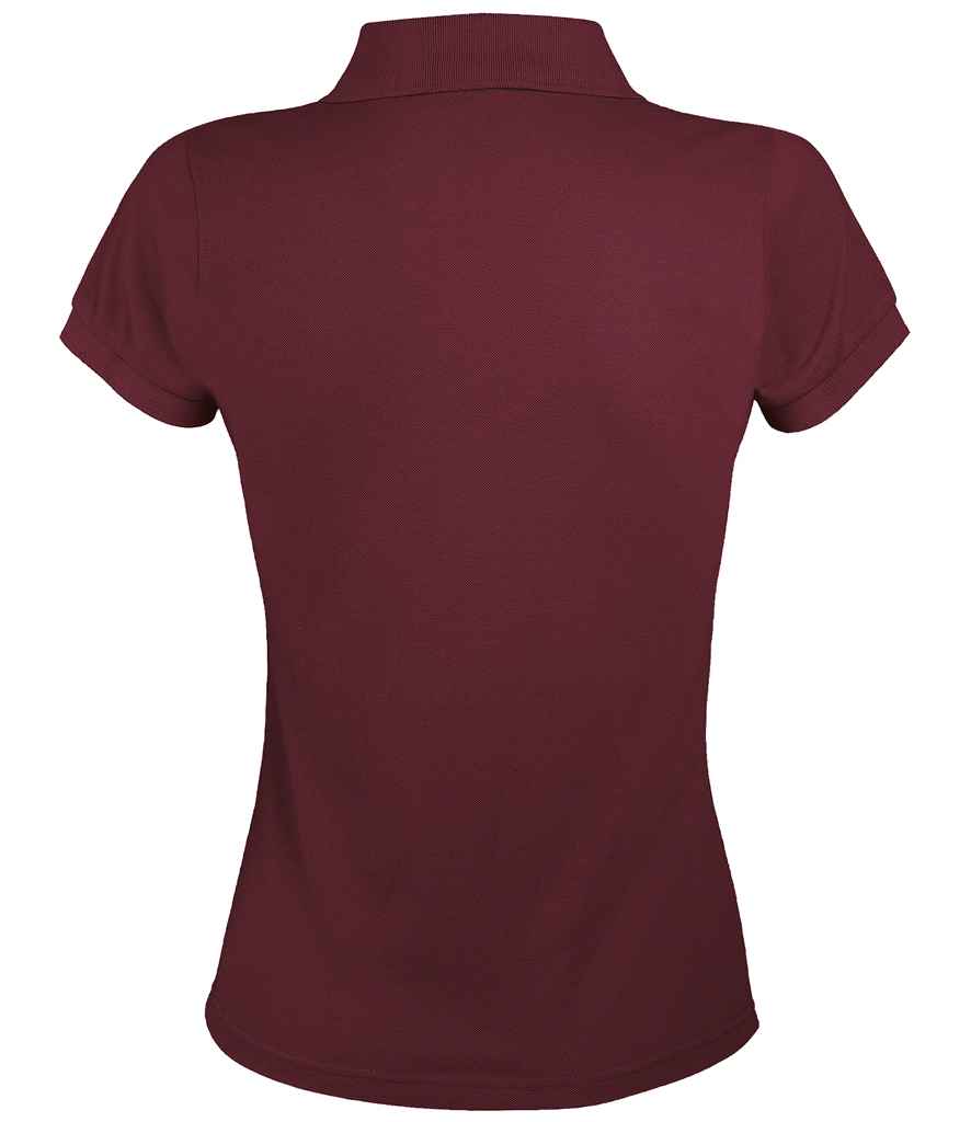 SOL'S Ladies Prime Poly/Cotton Piqué Polo Shirt in Burgundy, back view