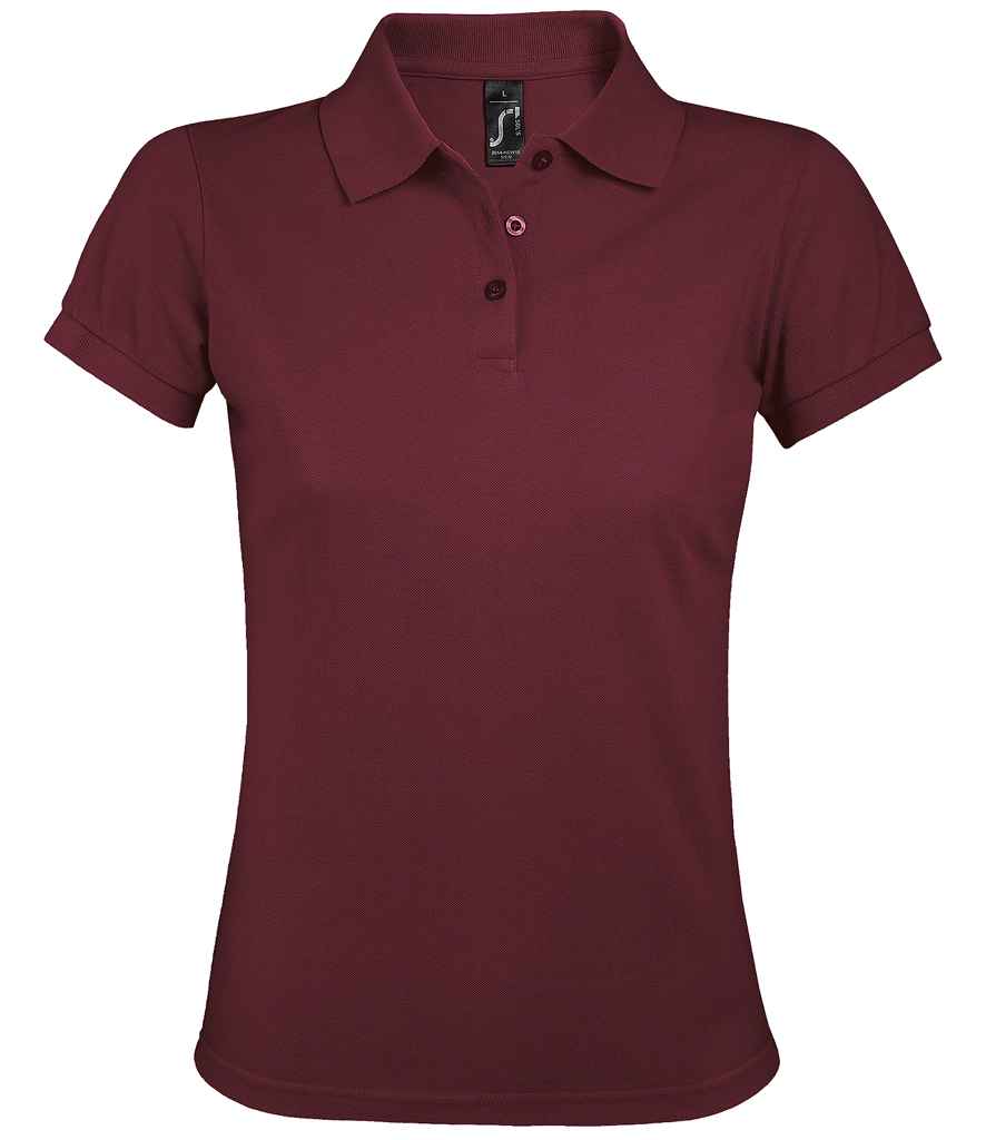 SOL'S Ladies Prime Poly/Cotton Piqué Polo Shirt in Burgundy, front view
