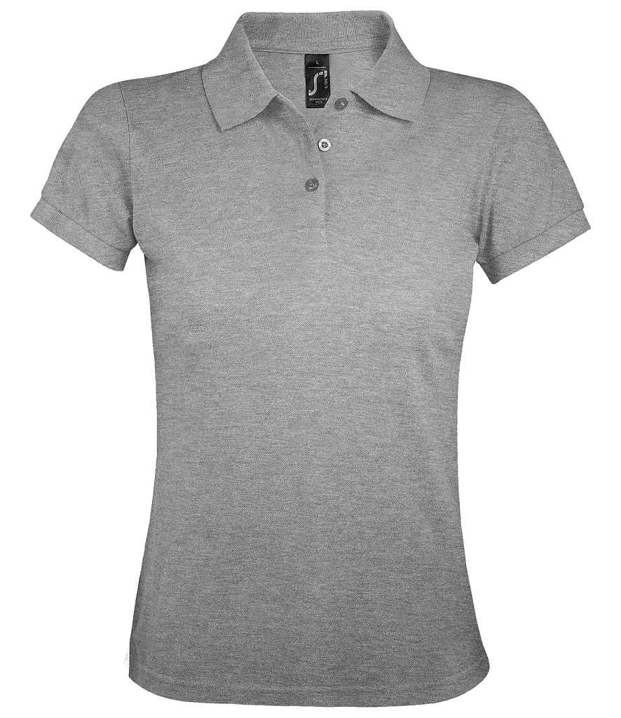 SOL'S Ladies Prime Poly/Cotton Piqué Polo Shirt in Grey Marl, front view