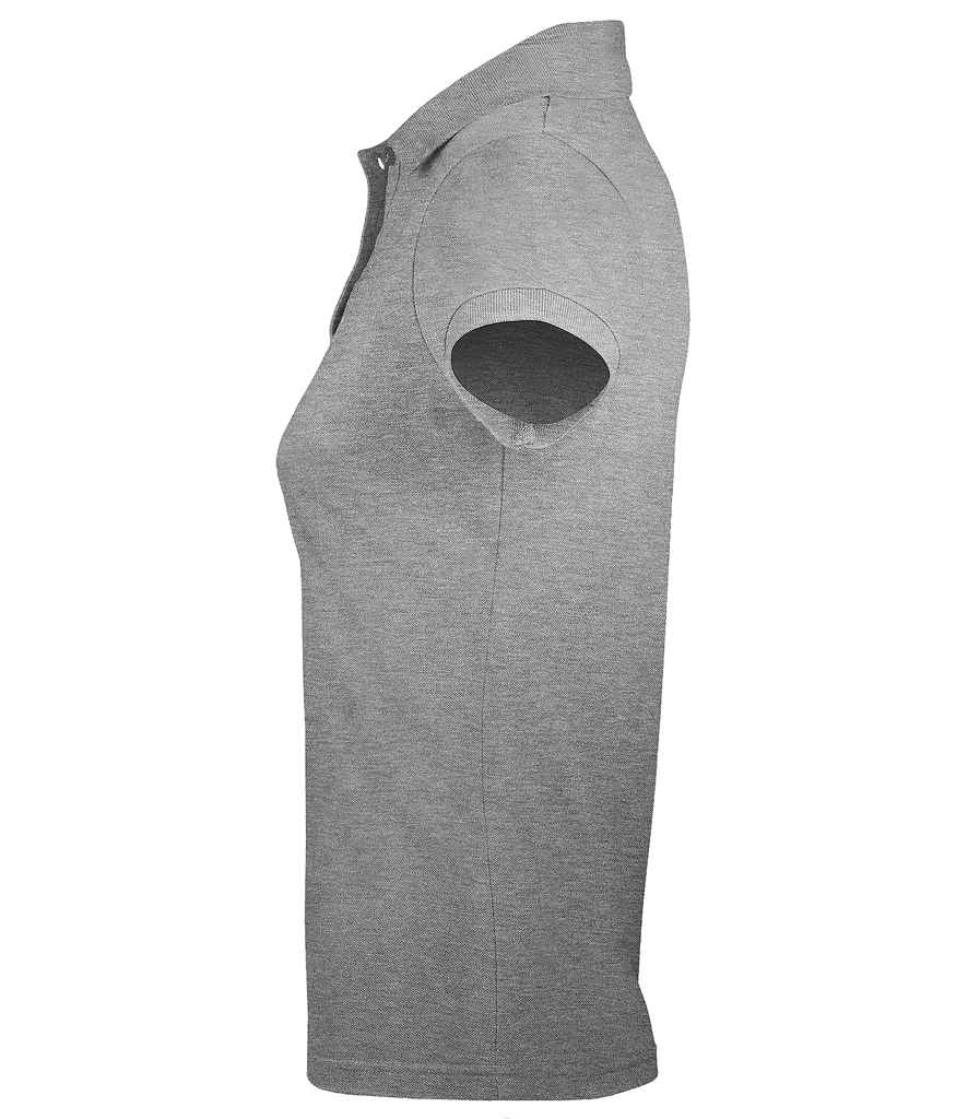 SOL'S Ladies Prime Poly/Cotton Piqué Polo Shirt in Grey Marl, side view