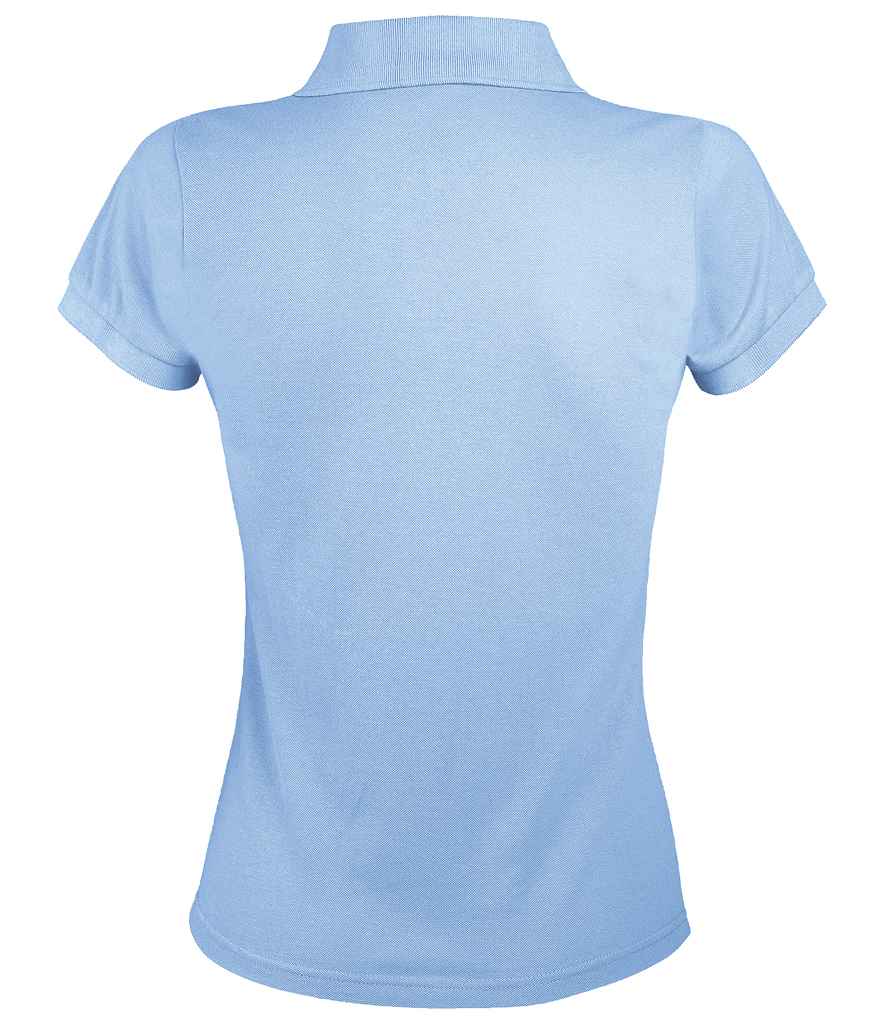 SOL'S Ladies Prime Poly/Cotton Piqué Polo Shirt in Sky Blue, back view