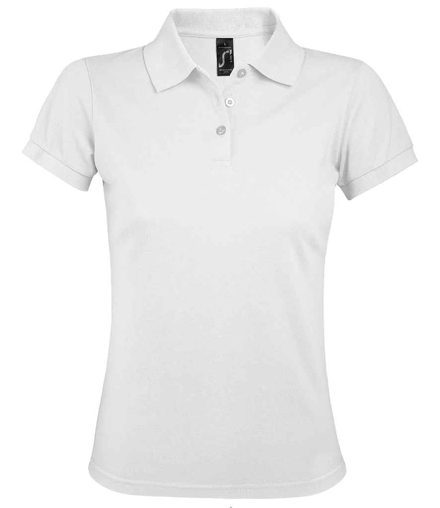SOL'S Ladies Prime Poly/Cotton Piqué Polo Shirt in White, front view