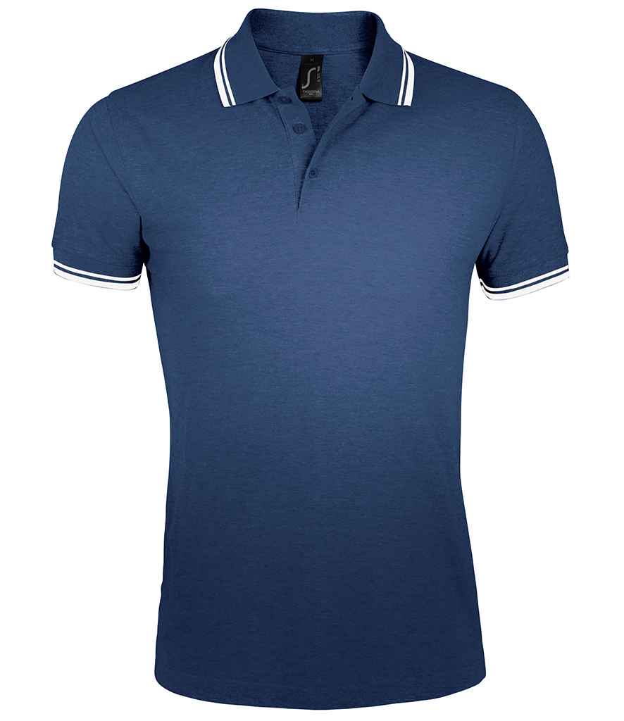 SOL'S Pasadena Tipped Cotton Piqué Polo Shirt in French Navy/White, front view