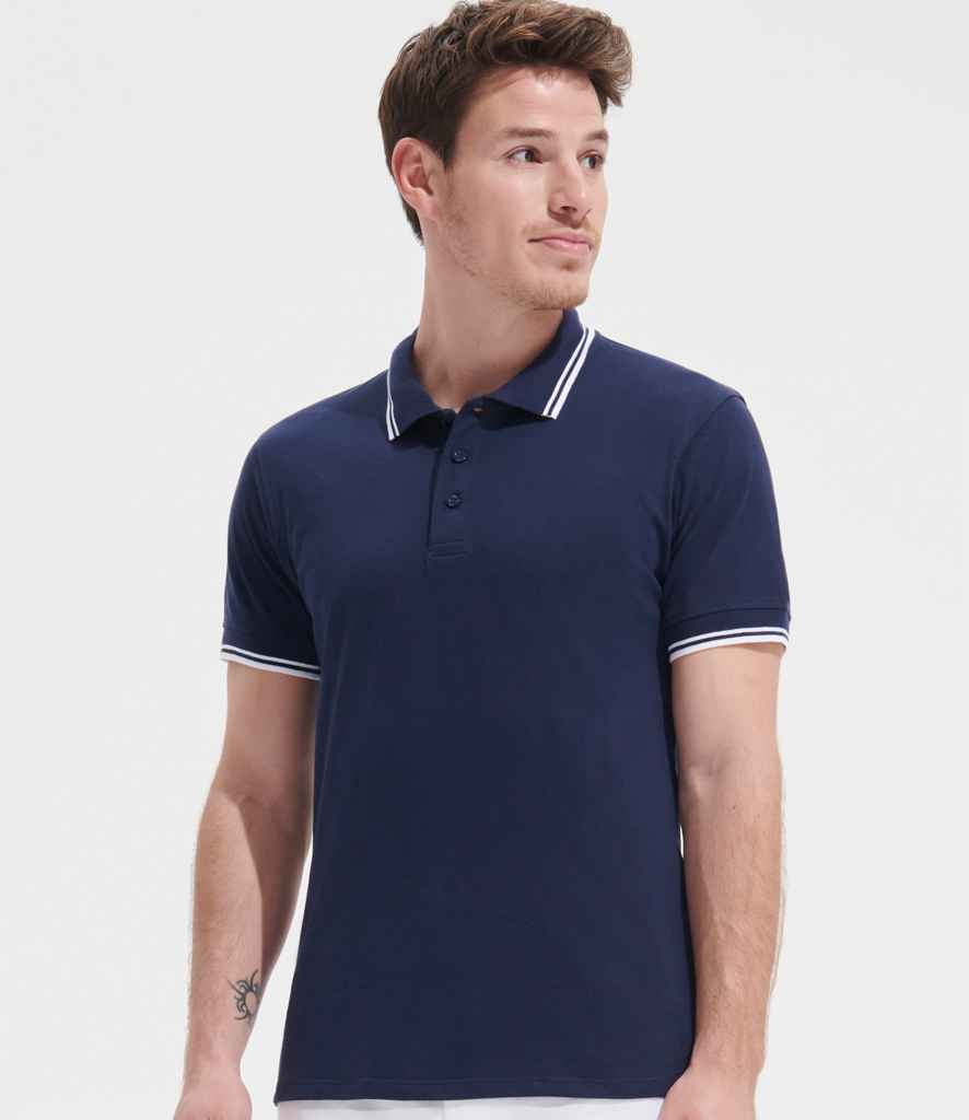 SOL'S Pasadena Tipped Cotton Piqué Polo Shirt, front view