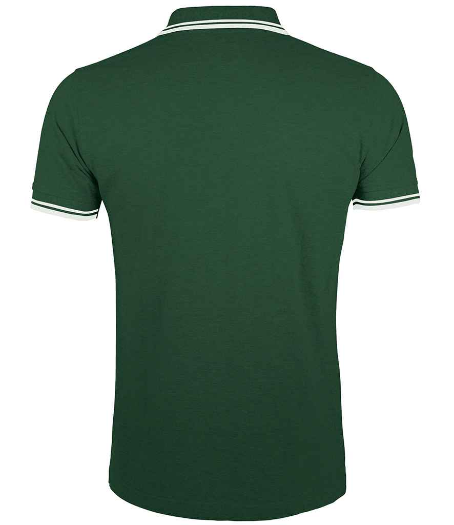 SOL'S Pasadena Tipped Cotton Piqué Polo Shirt in Forest Green/White, back view