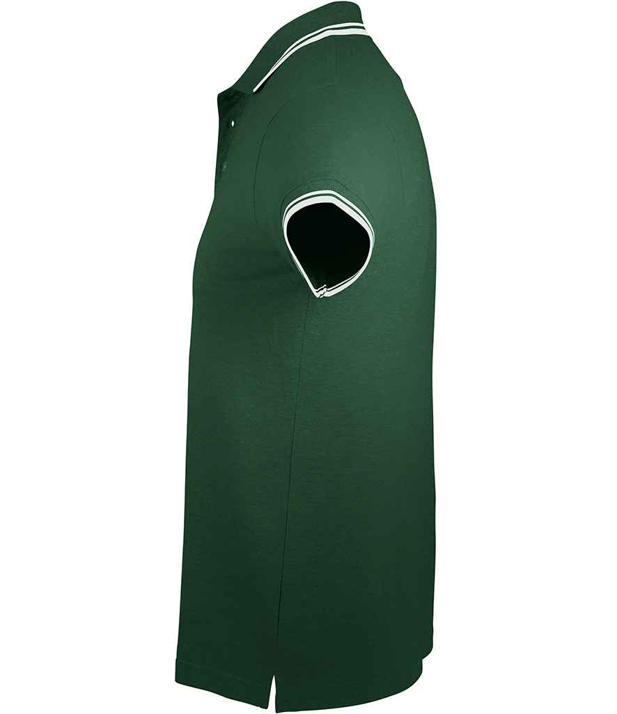 SOL'S Pasadena Tipped Cotton Piqué Polo Shirt in Forest Green/White, side view