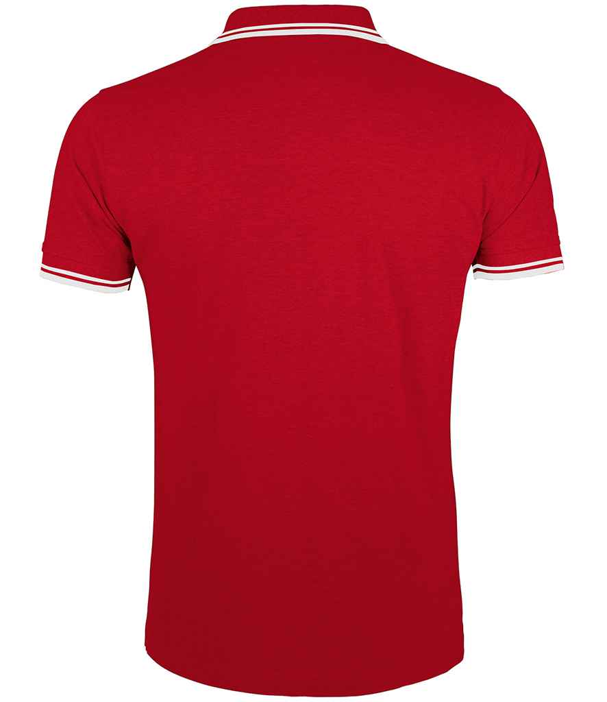 SOL'S Pasadena Tipped Cotton Piqué Polo Shirt in Red/White, back view