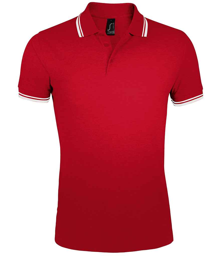 SOL'S Pasadena Tipped Cotton Piqué Polo Shirt in Red/White, front view