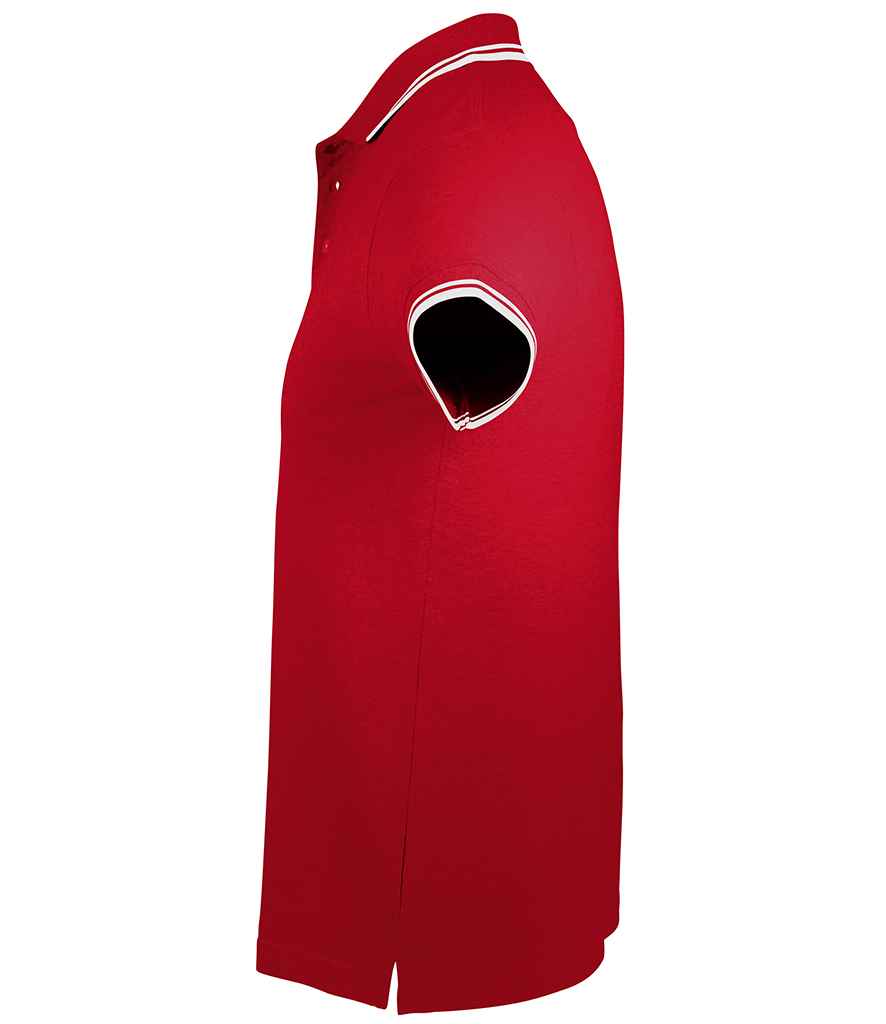 SOL'S Pasadena Tipped Cotton Piqué Polo Shirt in Red/White, side view