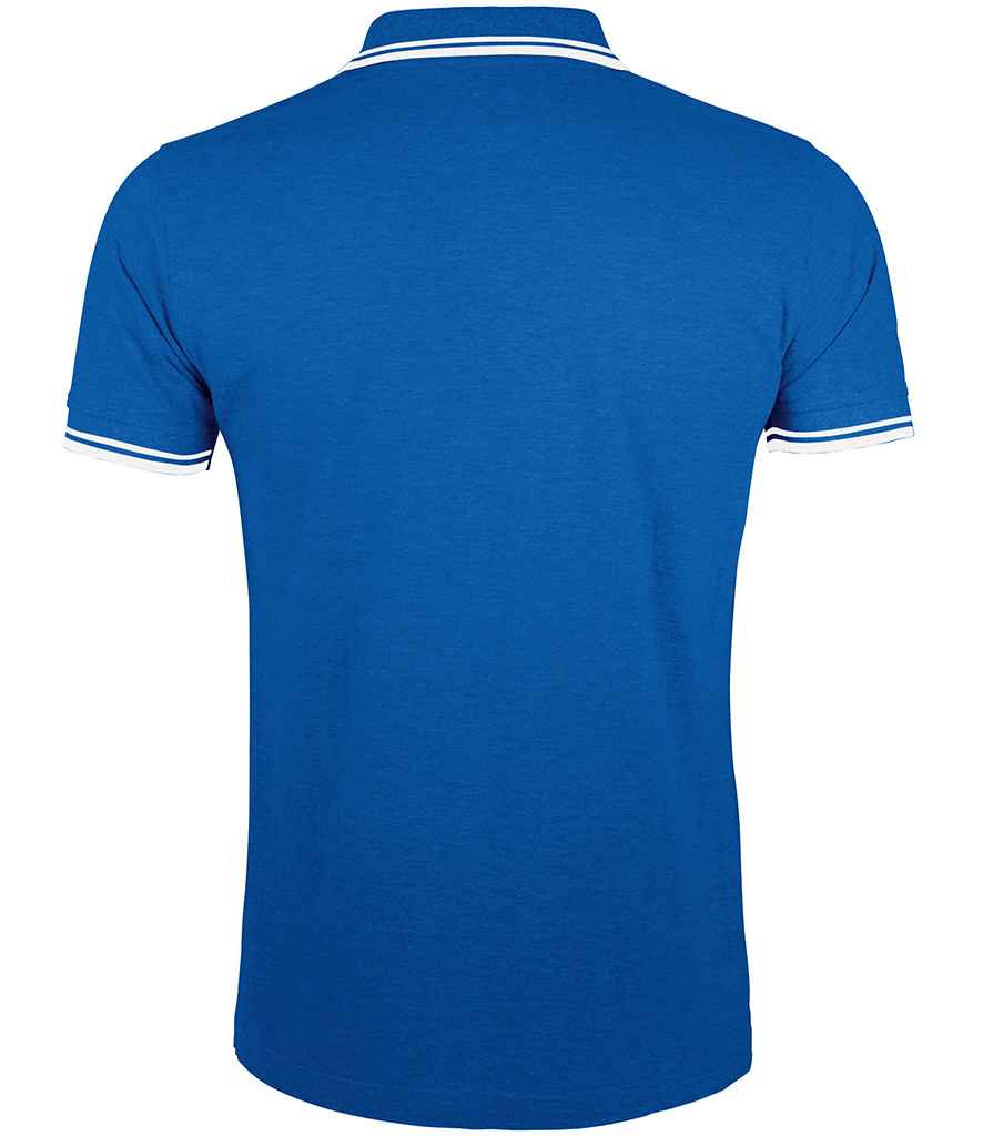 SOL'S Pasadena Tipped Cotton Piqué Polo Shirt in Royal Blue/White, back view