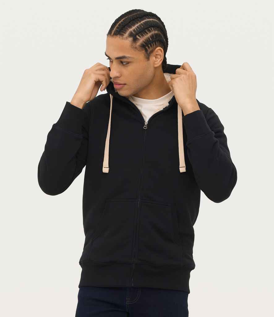 SOL'S Unisex Sherpa Hooded Jacket in Black