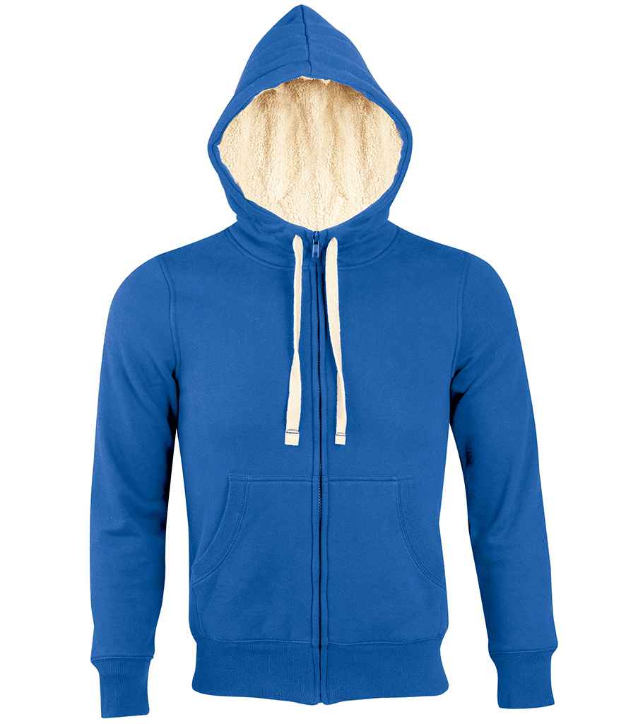 SOL'S Unisex Sherpa Hooded Jacket in Royal Blue, front view