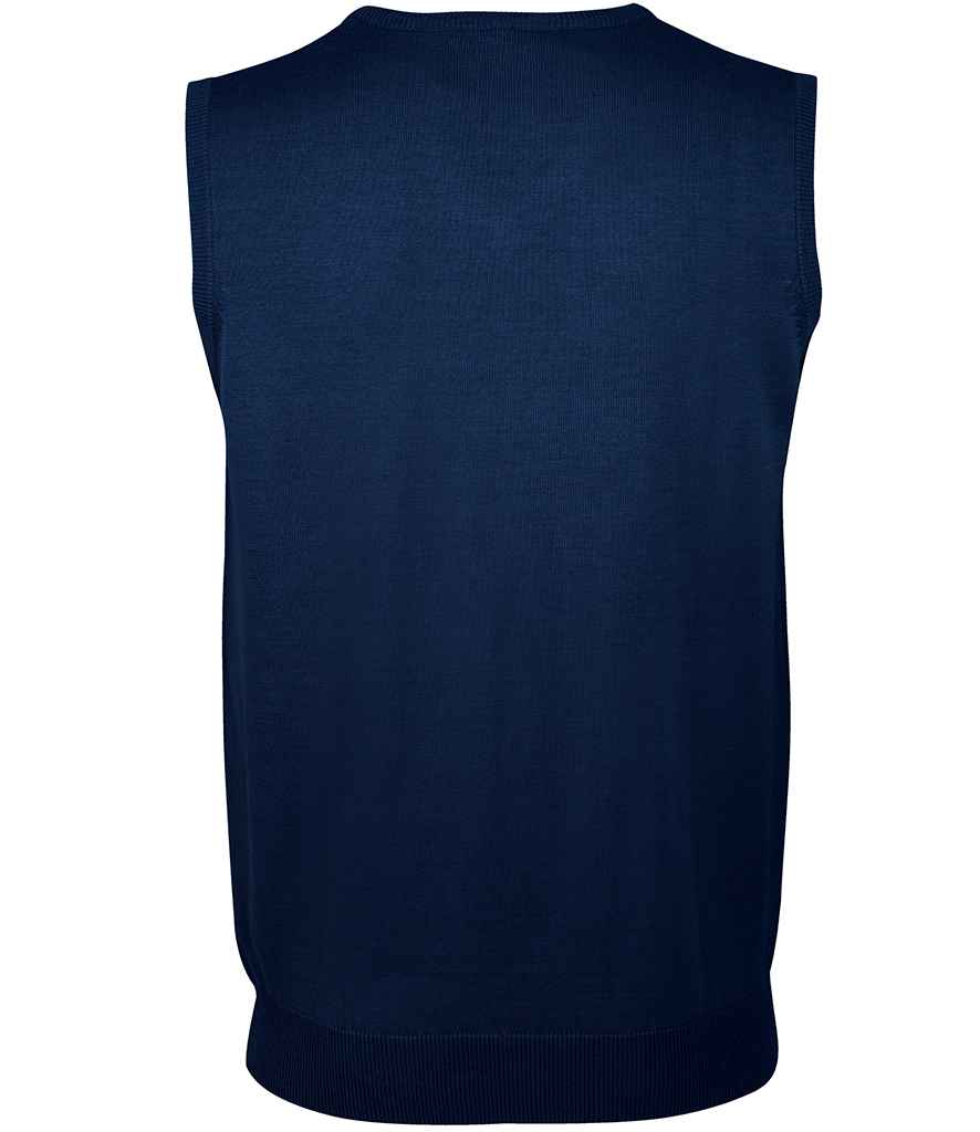SOL'S Unisex Gentlemen Sleeveless Cotton Acrylic V Neck Sweater in Navy, back view