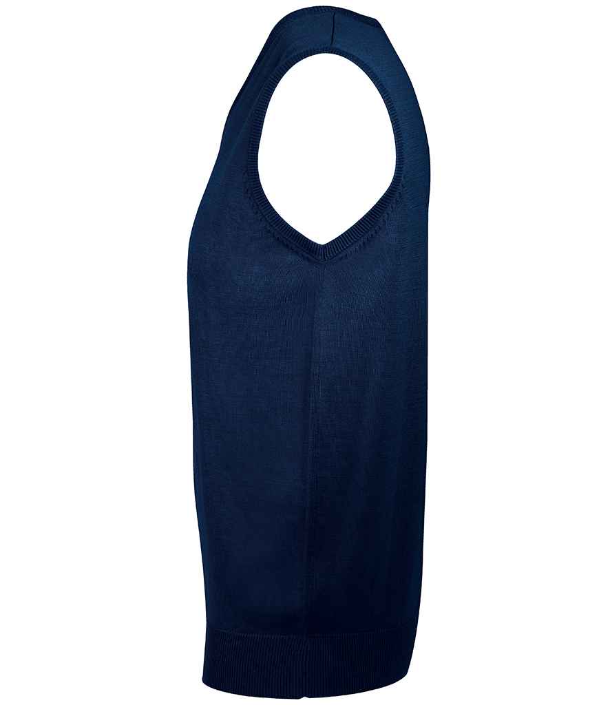 SOL'S Unisex Gentlemen Sleeveless Cotton Acrylic V Neck Sweater in Navy, side view