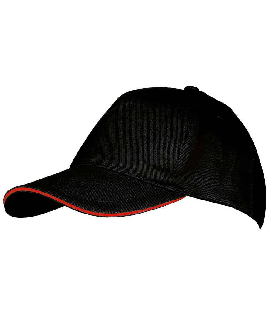 SOL'S Long Beach Cap in Black/Red, front view