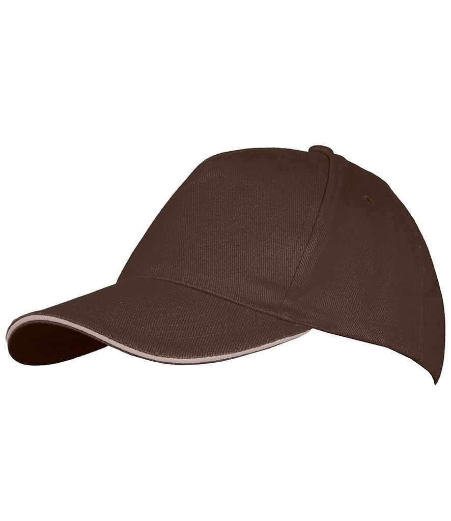 SOL'S Long Beach Cap in Chocolate/Beige, front view