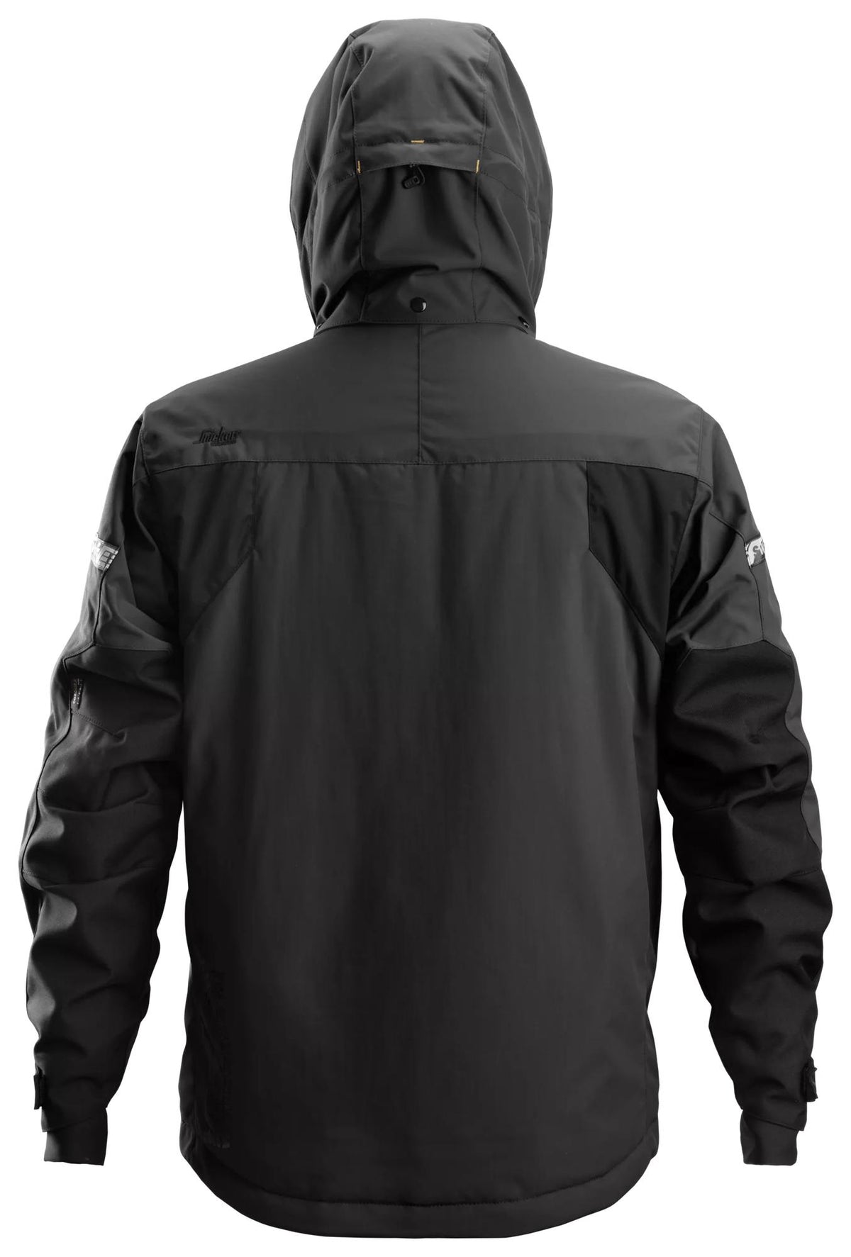 Snickers Workwear 1102 AllroundWork, Waterproof 37.5® Insulated Jacket in Black/Black, back view