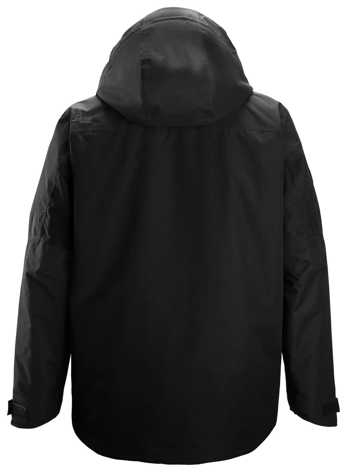 Snickers Workwear 1104 AllroundWork, Waterproof Insulated Jacket in Black/Black, back view