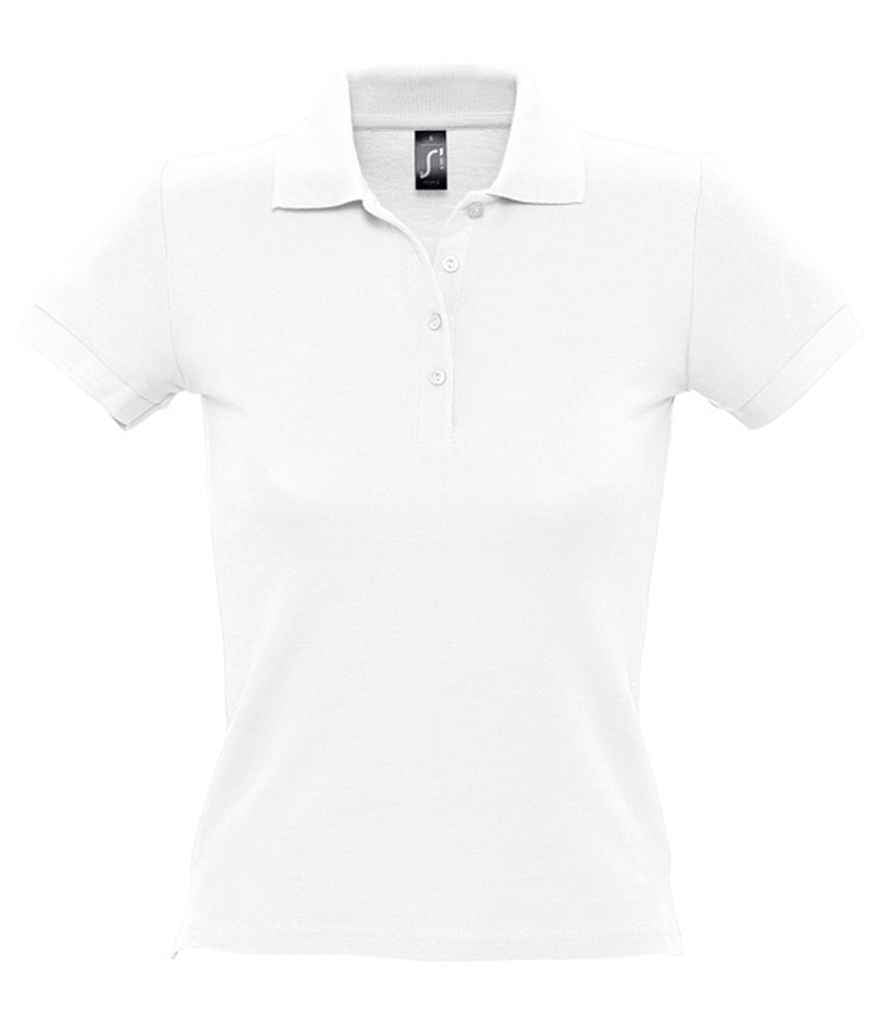 SOL'S Ladies People Cotton Piqué Polo Shirt in White, front view