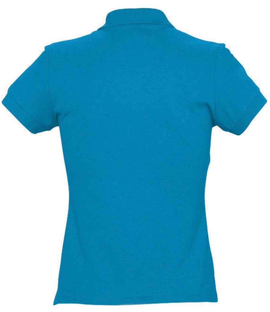 SOL'S Ladies Passion Cotton Piqué Polo Shirt in Aqua, back view