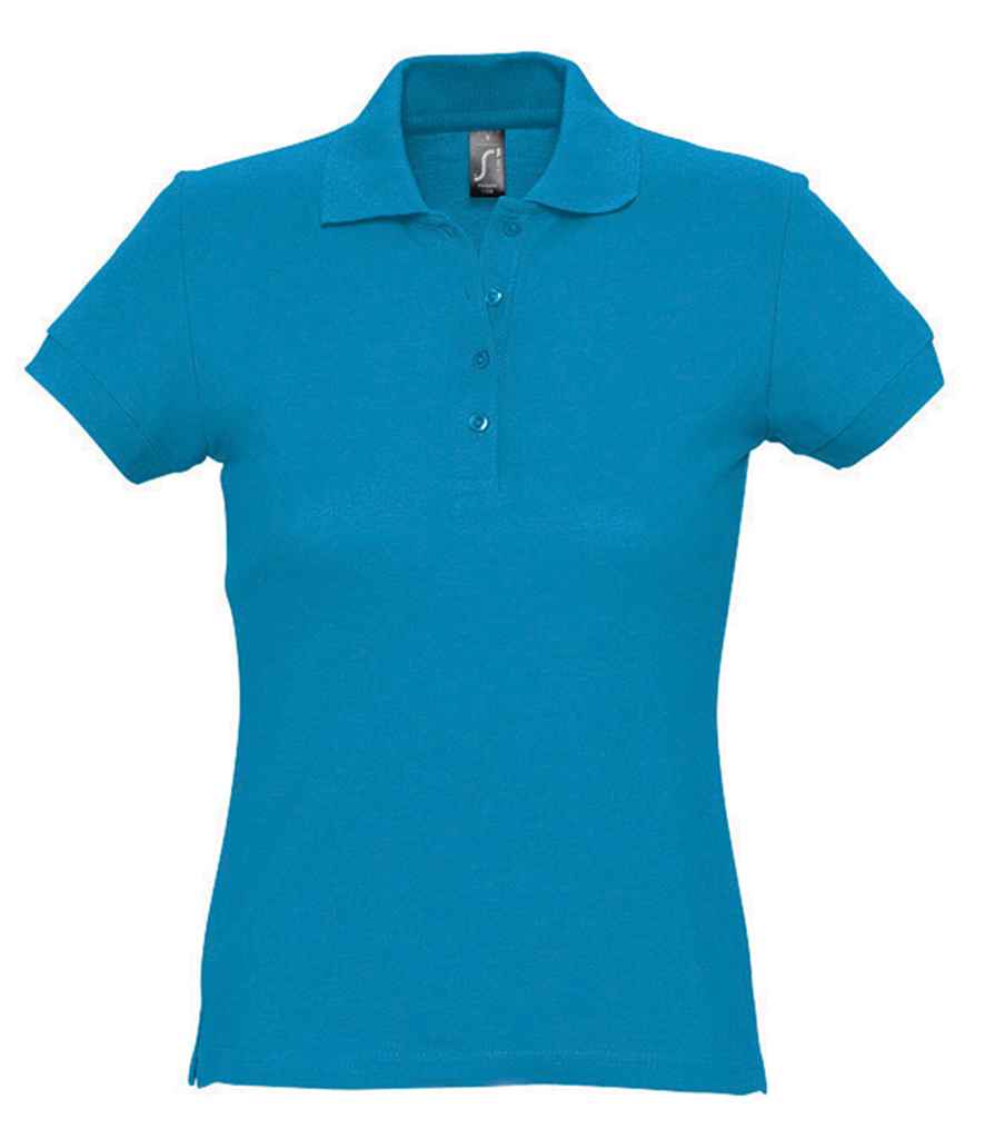 SOL'S Ladies Passion Cotton Piqué Polo Shirt in Aqua, front view