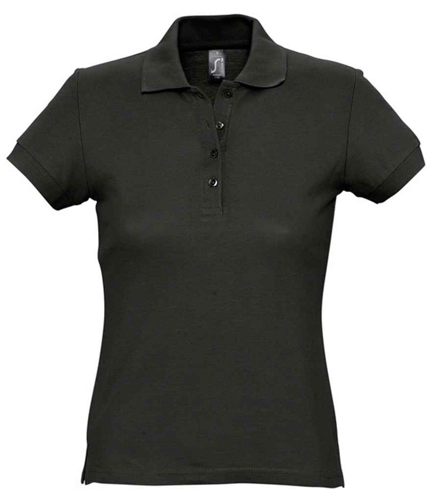 SOL'S Ladies Passion Cotton Piqué Polo Shirt in Black, front view