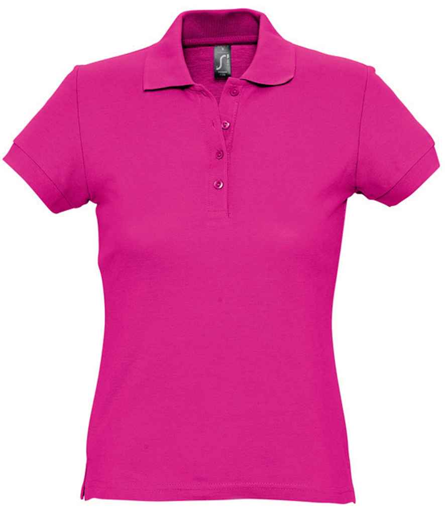 SOL'S Ladies Passion Cotton Piqué Polo Shirt in Fuchsia, front view