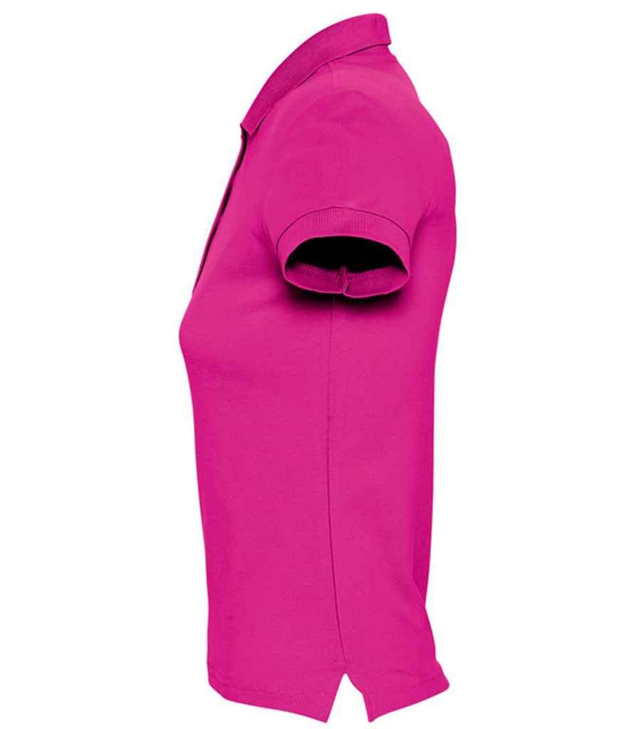 SOL'S Ladies Passion Cotton Piqué Polo Shirt in Fuchsia, side view