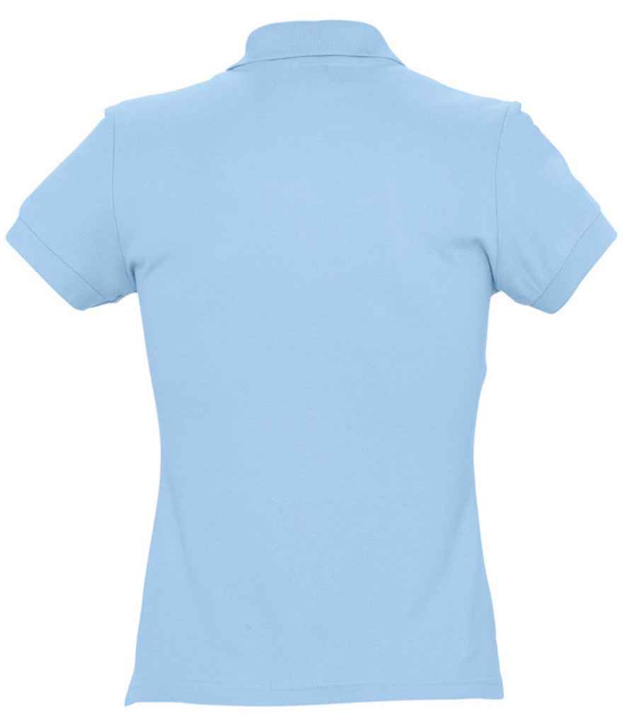 SOL'S Ladies Passion Cotton Piqué Polo Shirt in Sky Blue, back view