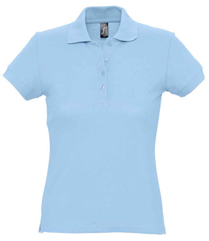 SOL'S Ladies Passion Cotton Piqué Polo Shirt in Sky Blue, front view