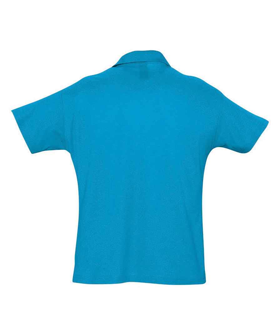 SOL'S Summer II Cotton Piqué Polo Shirt in Aqua, back view