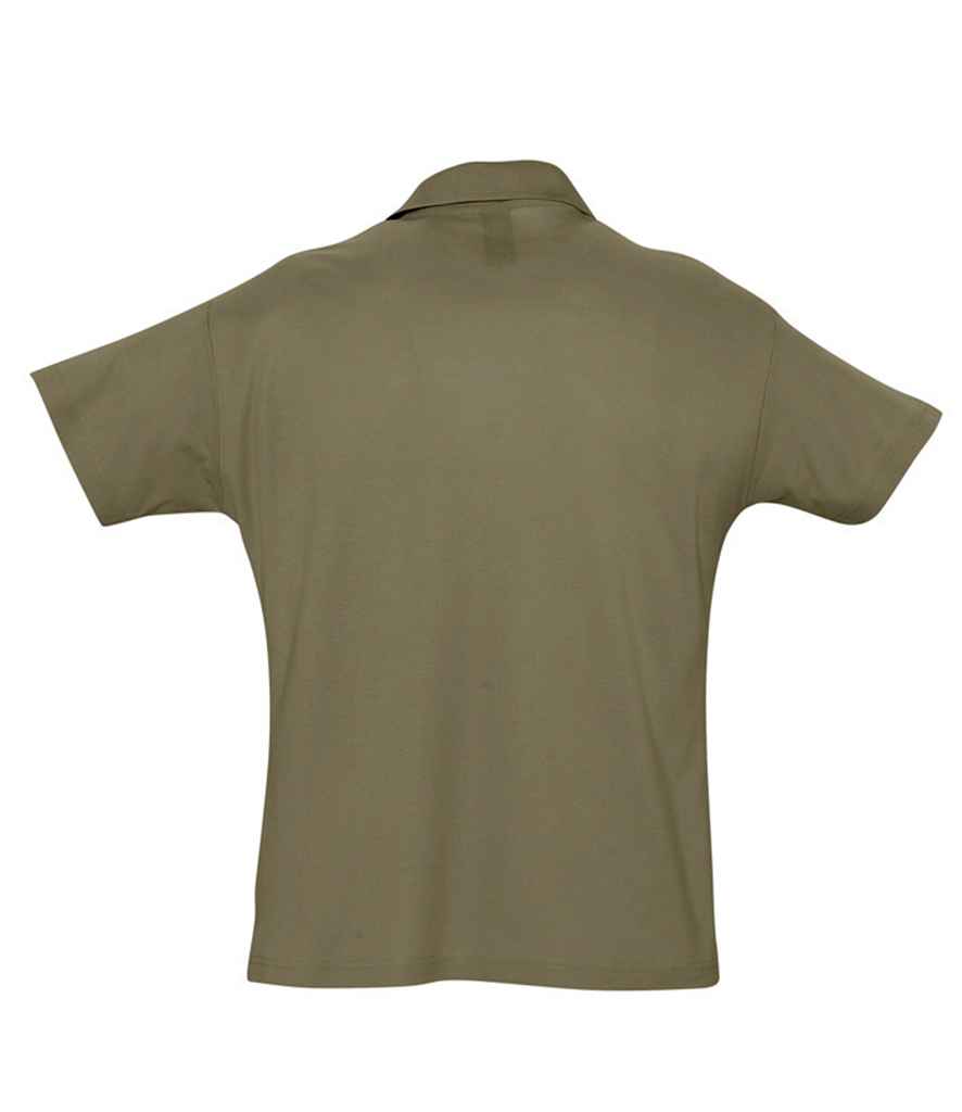 SOL'S Summer II Cotton Piqué Polo Shirt in Army, back view