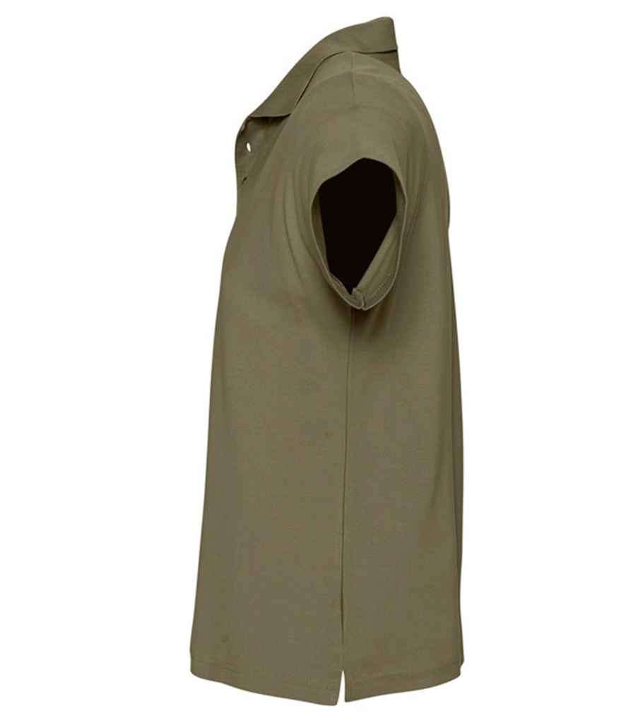 SOL'S Summer II Cotton Piqué Polo Shirt in Army, side view