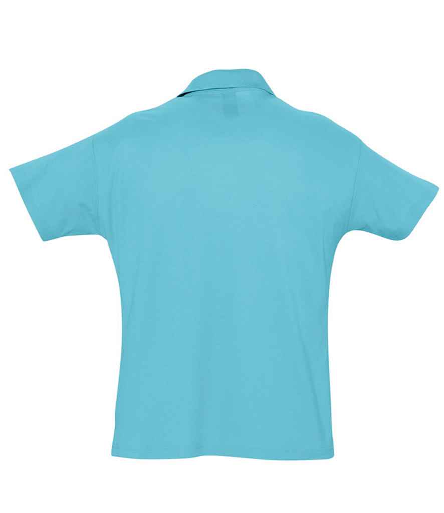 SOL'S Summer II Cotton Piqué Polo Shirt in Atoll Blue, back view
